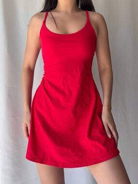 Halara SoftlyZero™ Plush Backless Active Dress-Easy Peezy Edition in Red